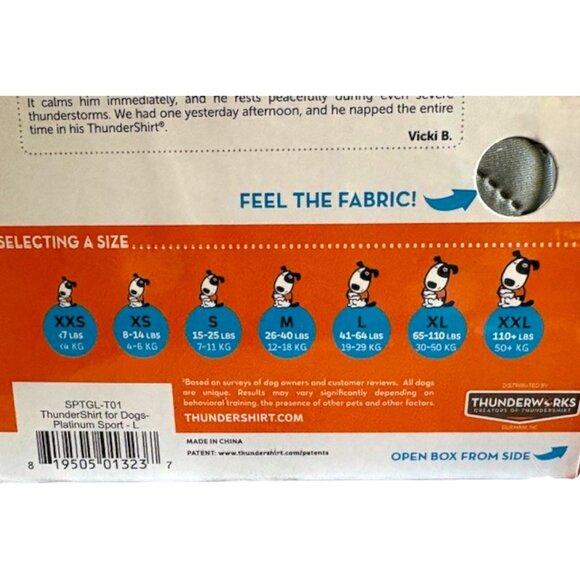 Thundershirt Sport Calming Wrap - Platinum/Orange - L (41-64 lbs) - Picture 9 of 11